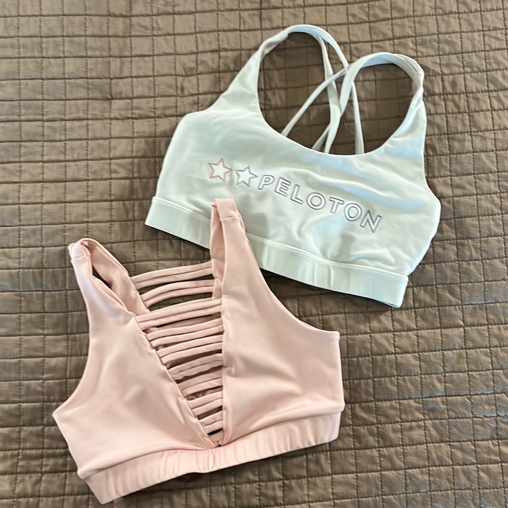 Two Peloton sport bras. One Lululemon, one 925. Lulu size 4,  925 is XS.